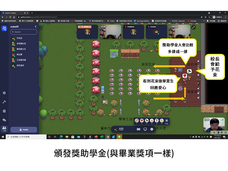 台南樹林國小,全體畢業生打電玩參加畢業典禮 gather town